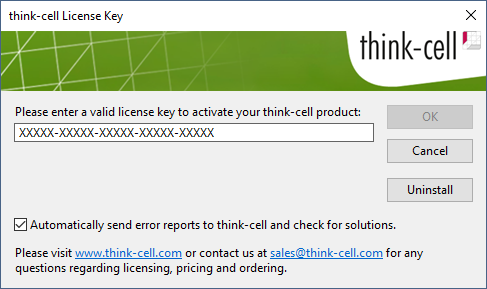 think cell license key registry